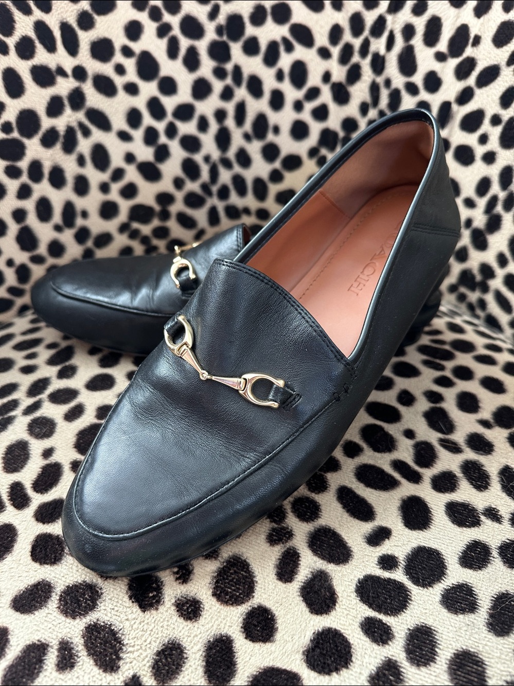 Coach- Black Leather Loafers with Gold Hardware